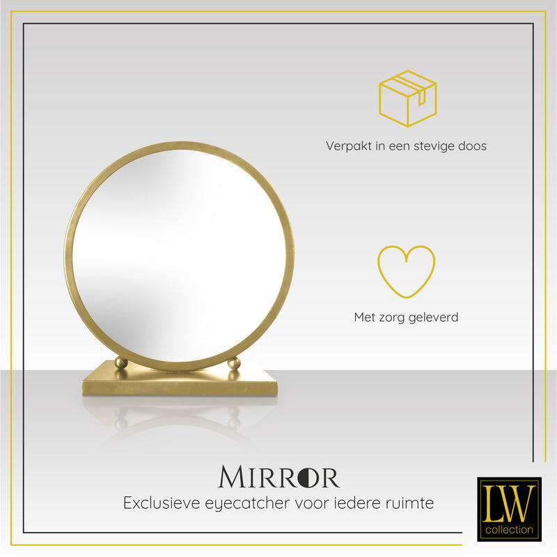 LW Collection Tafel spiegel goud 30x32 cm metaal