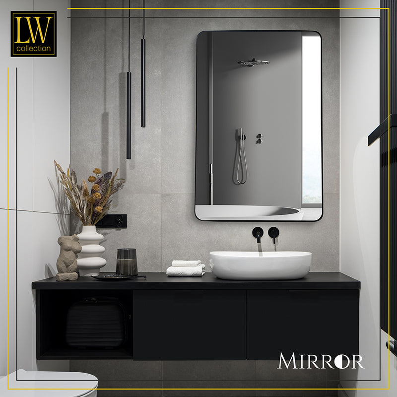 LW Collection Miroir mural noir rectangle 61x91 cm métal
