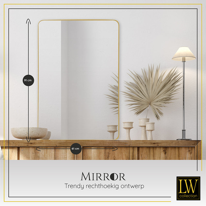 LW Collection Wall mirror gold rectangle 61x91 cm metal