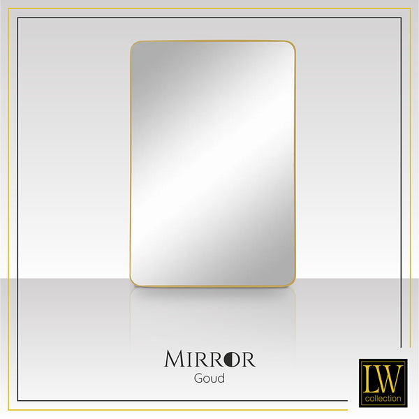 LW Collection Wall mirror gold rectangle 61x91 cm metal