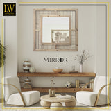 LW Collection Miroir mural marron carré 60x60 cm bois
