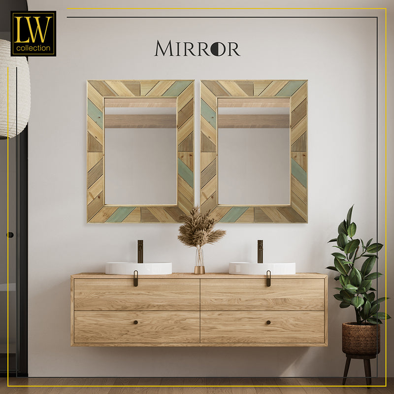 LW Collection Wandspiegel bruin rechthoek 60x80 cm hout