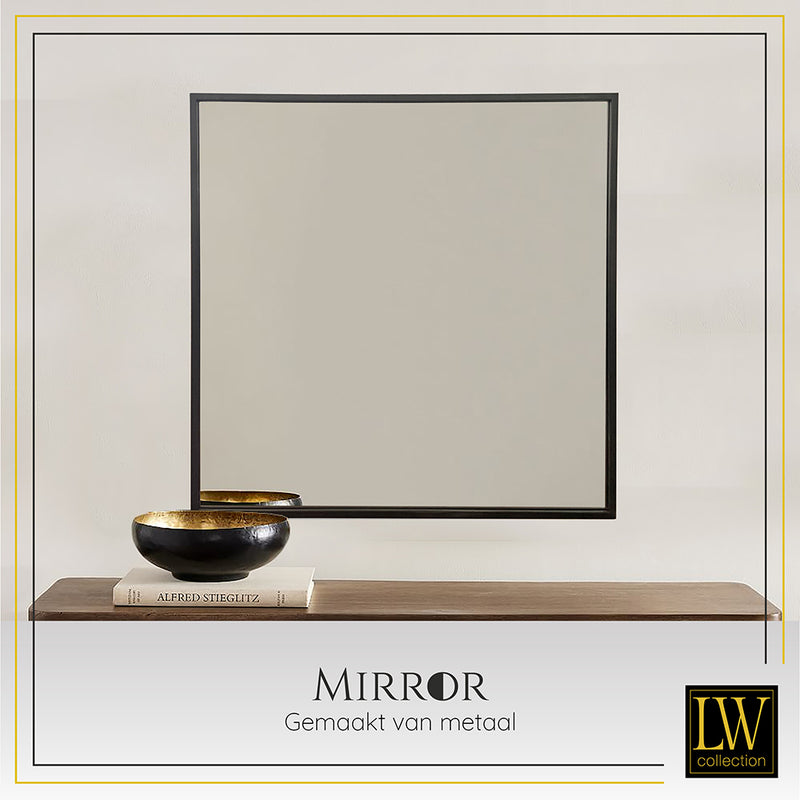 LW Collection Wandspiegel zwart vierkant 80x80 cm metaal