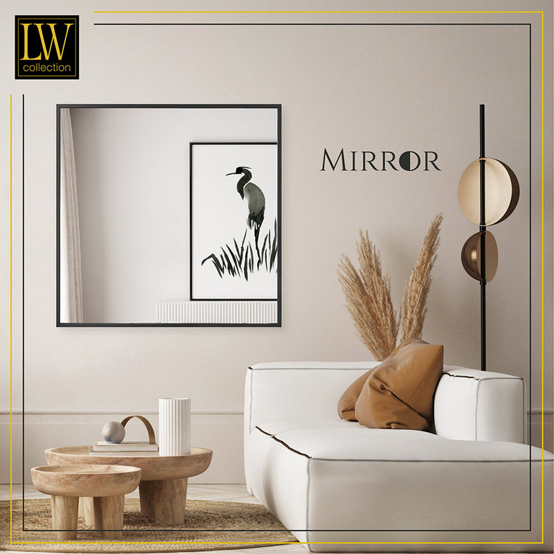 LW Collection Miroir mural noir carré 80x80 cm métal
