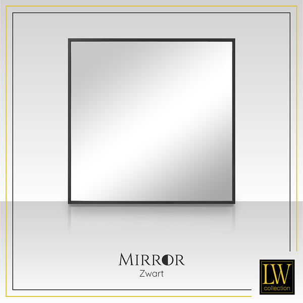 LW Collection Miroir mural noir carré 80x80 cm métal