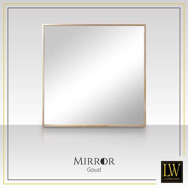 LW Collection Miroir mural doré carré 80x80 cm métal