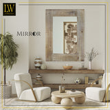 LW Collection Miroir mural marron vintage rectangle 60x80 cm bois