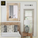 LW Collection Miroir mural marron vintage rectangle 60x80 cm bois