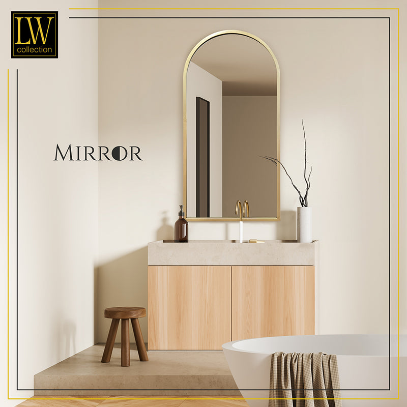 LW Collection Miroir mural doré semi-circulaire 60x120 cm métal