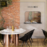 LW Collection Miroir mural avec étagère métal noir 63x50 cm
