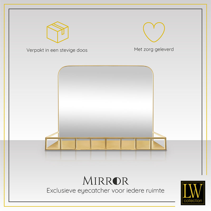 LW Collection Wall mirror with shelf gold 63x50 cm metal