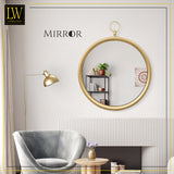 LW Collection Miroir mural avec crochet doré rond 60x79 cm métal