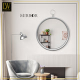 LW Collection Miroir mural avec crochet argent rond 60x79 cm métal