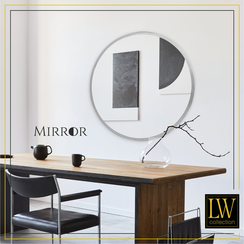LW Collection Miroir mural argent rond 60x60 cm métal