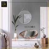 LW Collection Wandspiegel met touw zilver rond 50x50 cm metaal