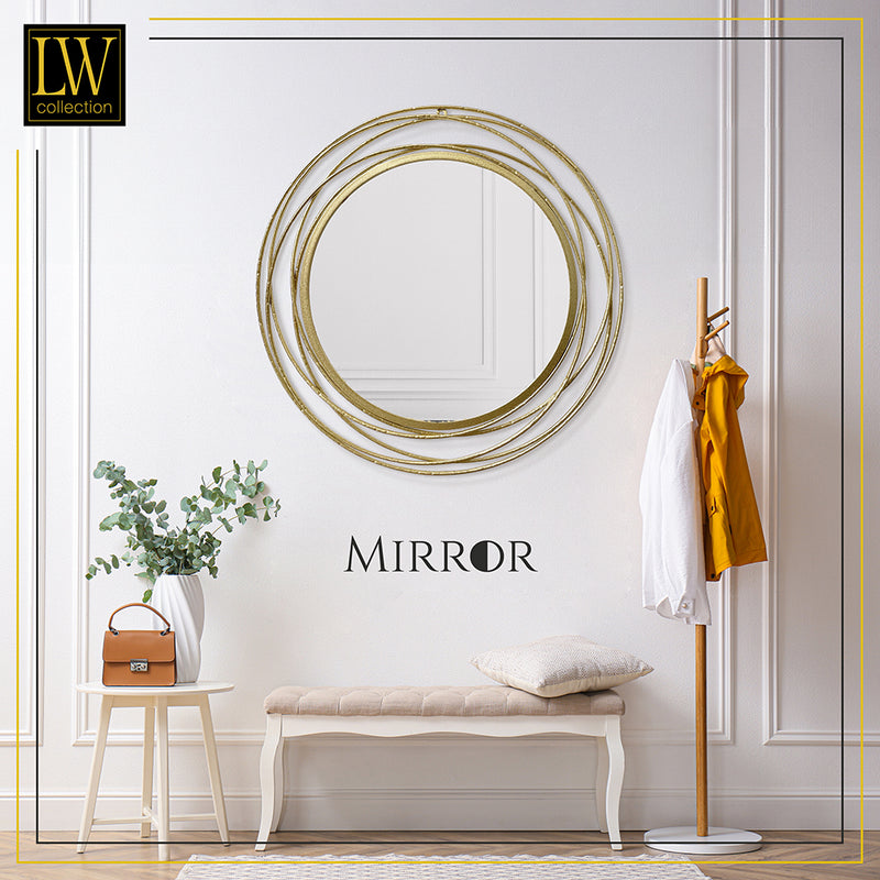 LW Collection Wandspiegel goud rond 60x60 cm metaal