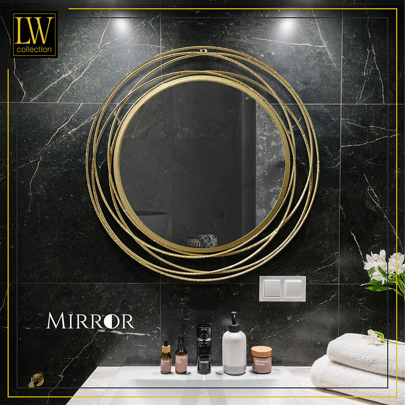 LW Collection Miroir mural doré rond 60x60 cm métal