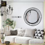 LW Collection Miroir mural noir rond 60x60 cm métal