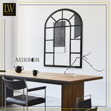 LW Collection Miroir mural noir demi-rond 61x97 cm métal