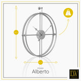 LW Collection Wandklok Alberto zilver 42cm - Wandklok modern - Stil uurwerk - Industriële wandklok wandklok wandklokken klokken uurwerk klok