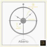 LW Collection Wandklok Alberto zilver 42cm - Wandklok modern - Stil uurwerk - Industriële wandklok wandklok wandklokken klokken uurwerk klok