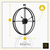 LW Collection Wandklok Alberto zwart 42cm - Wandklok modern - Stil uurwerk - Industriële wandklok wandklok wandklokken klokken uurwerk klok