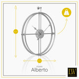 LW Collection Wandklok Alberto zilver 52cm - Wandklok modern - Stil uurwerk - Industriële wandklok wandklok wandklokken klokken uurwerk klok