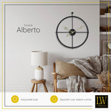 LW Collection Wandklok Alberto zwart met gouden wijzers 62cm - Wandklok modern - Stil uurwerk - Industriële wandklok wandklok wandklokken klokken uurwerk klok