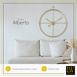LW Collection Wandklok XL Alberto goud 80cm - Wandklok minimalistisch - Industriële wandklok stil uurwerk wandklok wandklokken klokken uurwerk klok