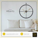 LW Collection Wandklok XL Alberto zwart met gouden wijzers 80cm - Wandklok minimalistisch - Industriële wandklok stil uurwerk wandklok wandklokken klokken uurwerk klok