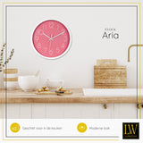 LW Collection Keukenklok Aria roze 30cm - Wandklok stil uurwerk wandklok wandklokken klokken uurwerk klok