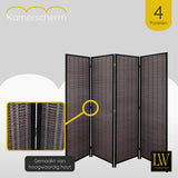 LW Collection Kamerscherm 4 panelen Bamboe 170x160cm - paravent - scheidingswand kamerschermen paravents panelen afscherming