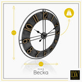LW Collection Wandklok Becka grijs goud 60cm - Wandklok modern - Stil uurwerk - Industriële wandklok wandklok wandklokken klokken uurwerk klok