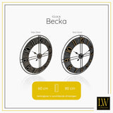 LW Collection Wandklok Becka grijs goud 60cm - Wandklok modern - Stil uurwerk - Industriële wandklok wandklok wandklokken klokken uurwerk klok