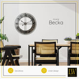 LW Collection Wandklok Becka grijs zilver 60cm - Wandklok modern - Stil uurwerk - Industriële wandklok wandklok wandklokken klokken uurwerk klok
