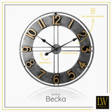 LW Collection Wandklok Becka grijs goud 80cm - Wandklok modern - Stil uurwerk - Industriële wandklok wandklok wandklokken klokken uurwerk klok
