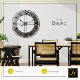 LW Collection Wandklok Becka grijs zilver 80cm - Wandklok modern - Stil uurwerk - Industriële wandklok wandklok wandklokken klokken uurwerk klok