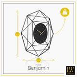 LW Collection Wandklok Benjamin zwart 80CM - Wandklok modern - Stil uurwerk - Industriële wandklok wandklok wandklokken klokken uurwerk klok