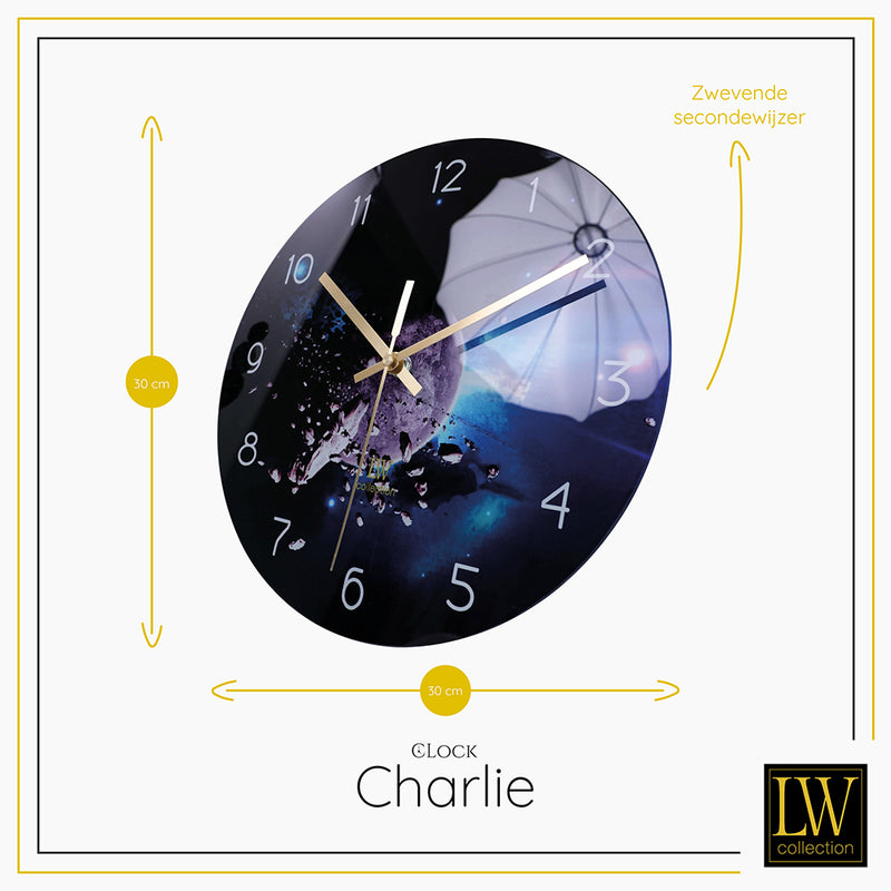 LW Collection Keukenklok Charlie 30cm - Wandklok stil uurwerk wandklok wandklokken klokken uurwerk klok
