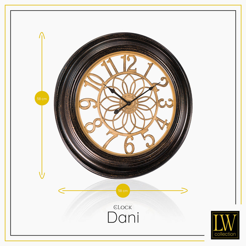 LW Collection Wandklok Dani 58cm - Wandklok Stil uurwerk - industriële wandklok wandklok wandklokken klokken uurwerk klok