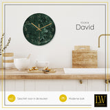 LW Collection Keukenklok David marmer 30cm - Wandklok stil uurwerk wandklok wandklokken klokken uurwerk klok