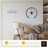 LW Collection Wandklok Denzel Zwart 52cm - Wandklok modern - Stil uurwerk - industriële wandklok wandklok wandklokken klokken uurwerk klok