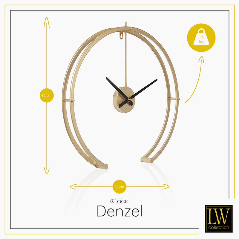 LW Collection Wandklok Denzel goud 82cm - Wandklok modern - Stil uurwerk - Industriële wandklok wandklok wandklokken klokken uurwerk klok