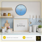 LW Collection Keukenklok Emma lichtblauw rosé 30cm - Wandklok stil uurwerk wandklok wandklokken klokken uurwerk klok
