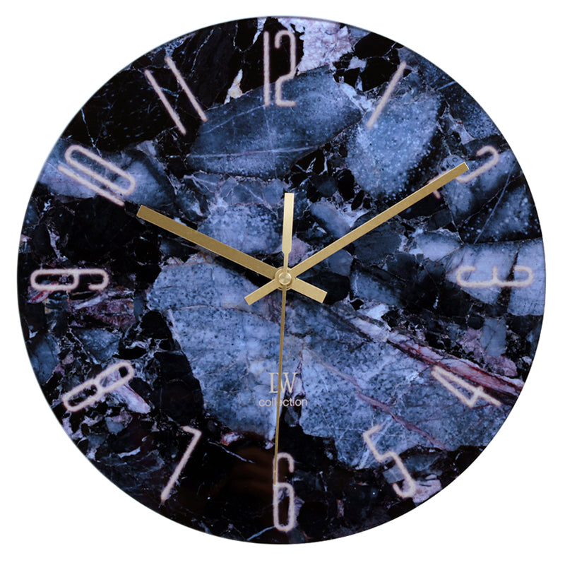 LW Collection Keukenklok Ethan blauw 30cm - Wandklok stil uurwerk wandklok wandklokken klokken uurwerk klok
