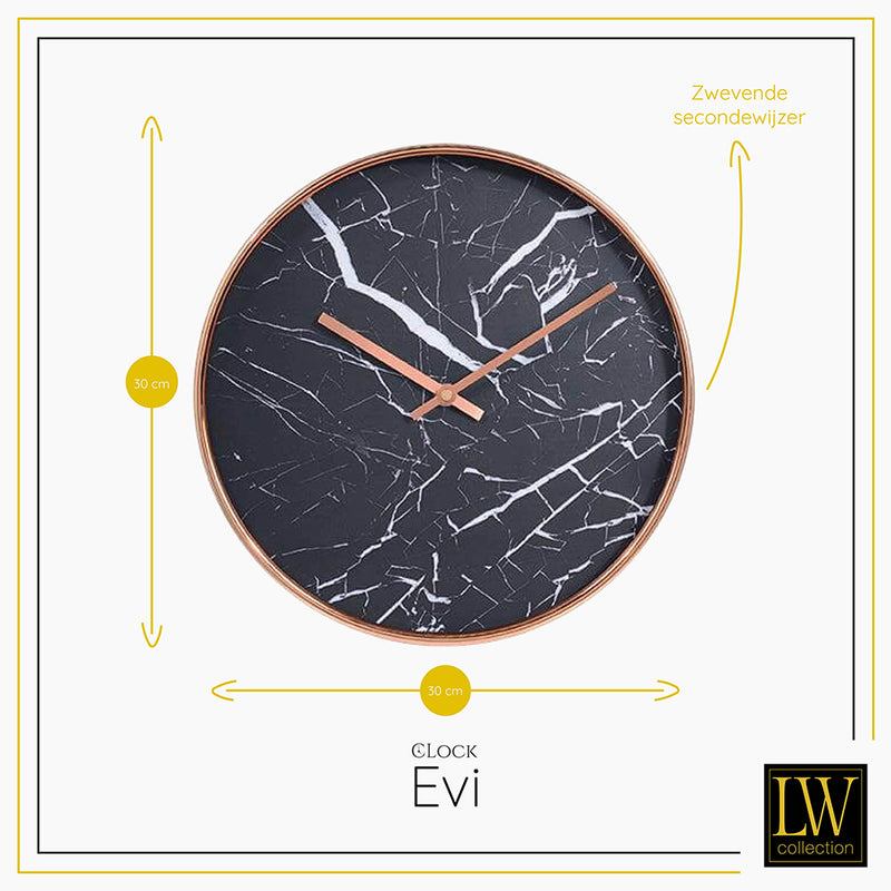 LW Collection Keukenklok Evi 30cm - Wandklok stil uurwerk wandklok wandklokken klokken uurwerk klok