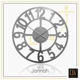 LW Collection Wandklok Jannah zilver 60cm - Wandklok modern - Stil uurwerk - Industriële wandklok wandklok wandklokken klokken uurwerk klok