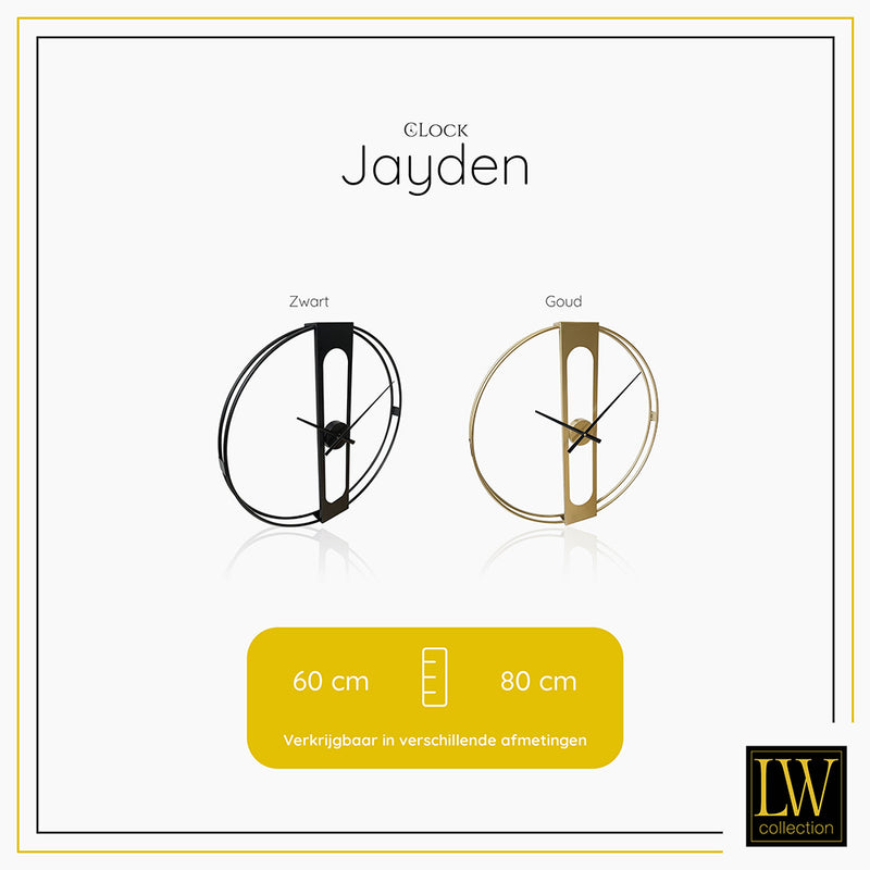 LW Collection Wandklok Jayden goud 60cm - Wandklok modern - Stil uurwerk - Industriële wandklok wandklok wandklokken klokken uurwerk klok