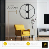 LW Collection Wandklok Jayden zwart 80cm - Wandklok modern - Stil uurwerk - Industriële wandklok wandklok wandklokken klokken uurwerk klok
