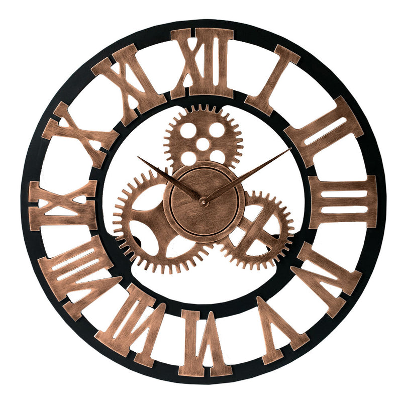 LW Collection Wandklok Levi brons grieks 40cm - Wandklok romeinse cijfers - Industriele wandklok stil uurwerk wandklok wandklokken klokken uurwerk klok